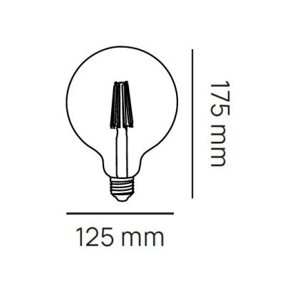 LAMPADINA GLOBO TRASPARENTE ATTACCO E27 LED 8W LUCE 3000K O 4000K DIAMETRO 125 MM FILAMENTO