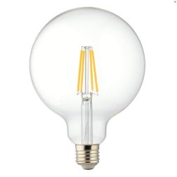 LAMPADINA GLOBO TRASPARENTE ATTACCO E27 LED 8W LUCE 3000K O 4000K DIAMETRO 125 MM FILAMENTO 2