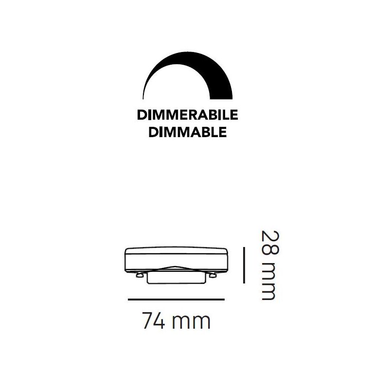 LAMPADINA DIMMERABILE GX53 LED 12W LUCE 3000K O 4000K DIAMETRO 74 MM