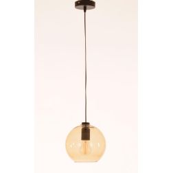 PAGODA SOSPENSIONE SINGOLA CON SFERA IN VETRO TRASPARENTE,AMBRA O FUME' LAMPADINA ATTACCO E27 MODERNA