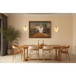 PAGODA SOSPENSIONE 5 LUCI LINEARE CON SFERE IN VETRO COLORATO E BASE IN METALLO CROMO LAMPADINE ATTACCO E27 2