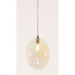 UVA SOSPENSIONE SINGOLA CON SFERA IN VETRO IRIDESCENTE E ROSONE IN 4 COLORI LAMPADINA ATTACCO G9 MODERNA