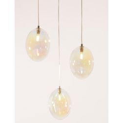 UVA SOSPENSIONE ROTONDA 3 LUCI D40 CM CON SFERE IN VETRO IRIDESCENTE E ROSONE IN 4 COLORI LAMPADINE G9 2