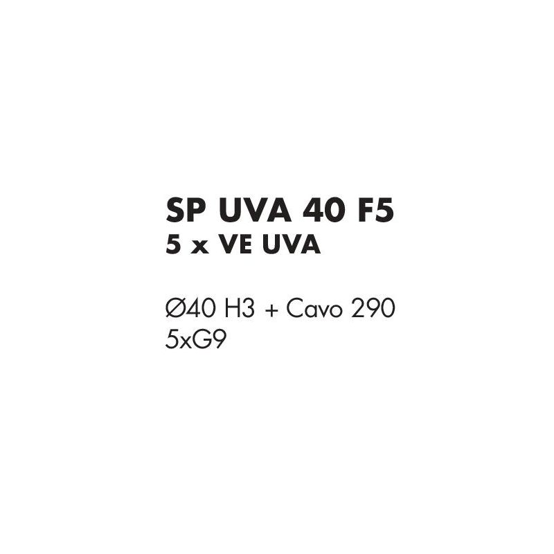 UVA SOSPENSIONE ROTONDA 5 LUCI D40 CM CON SFERE IN VETRO IRIDESCENTE E ROSONE IN 4 COLORI LAMPADINE G9