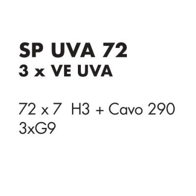 UVA SOSPENSIONE 3 LUCI LINEARE CON SFERE IN VETRO IRIDESCENTE METALLO 4 COLORI L72 CM LAMPADINE G9