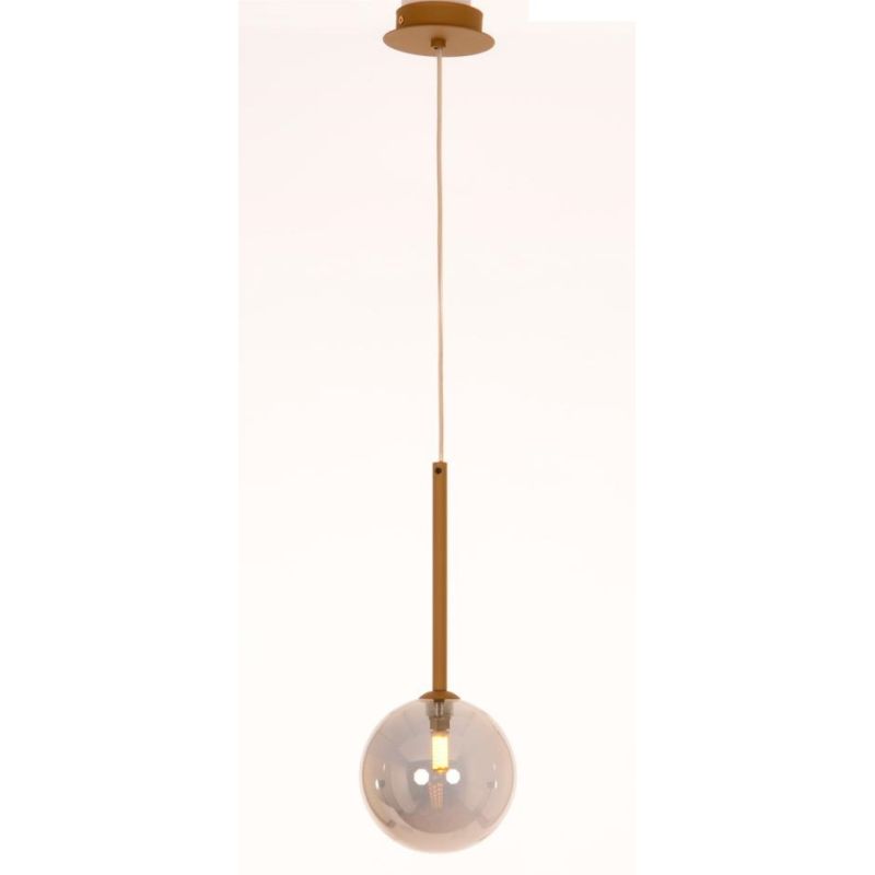 BOLLE SOSPENSIONE SINGOLA ORO SATINATO CON SFERA IN VETRO COLORATO LAMPADINA ATTACCO G9 MODERNA