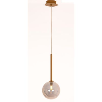 BOLLE SOSPENSIONE SINGOLA ORO SATINATO CON SFERA IN VETRO COLORATO LAMPADINA ATTACCO G9 MODERNA