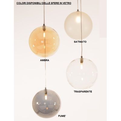 BOLLE 6 SOSPENSIONE 6 LUCI MODERNA IN METALLO NERO O ORO CON SFERE IN VETRO Illuminando - Cristalensi Shop Online