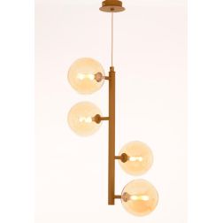 BOLLE 4 SOSPENSIONE 4 LUCI MODERNA IN METALLO NERO O ORO CON SFERE IN VETRO 2