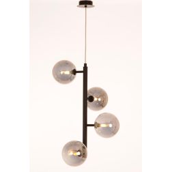 BOLLE 4 SOSPENSIONE 4 LUCI MODERNA IN METALLO NERO O ORO CON SFERE IN VETRO
