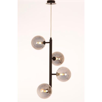 BOLLE 4 SOSPENSIONE 4 LUCI MODERNA IN METALLO NERO O ORO CON SFERE IN VETRO