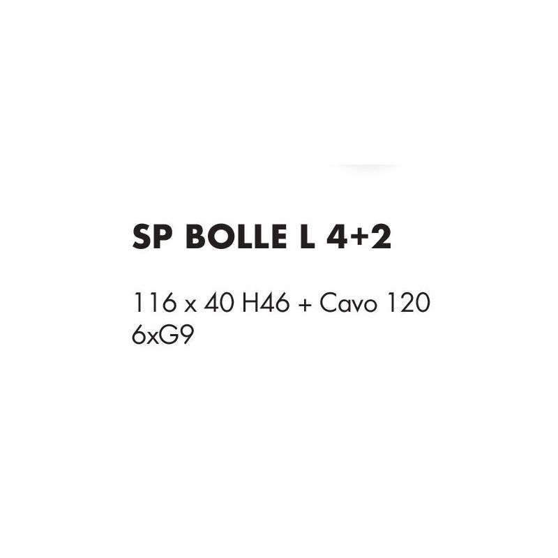BOLLE 6 SOSPENSIONE LINEARE 6 LUCI MODERNA IN METALLO NERO CON SFERE IN VETRO COLORATO