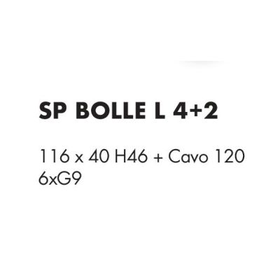 BOLLE 6 SOSPENSIONE LINEARE 6 LUCI MODERNA IN METALLO NERO CON SFERE IN VETRO COLORATO