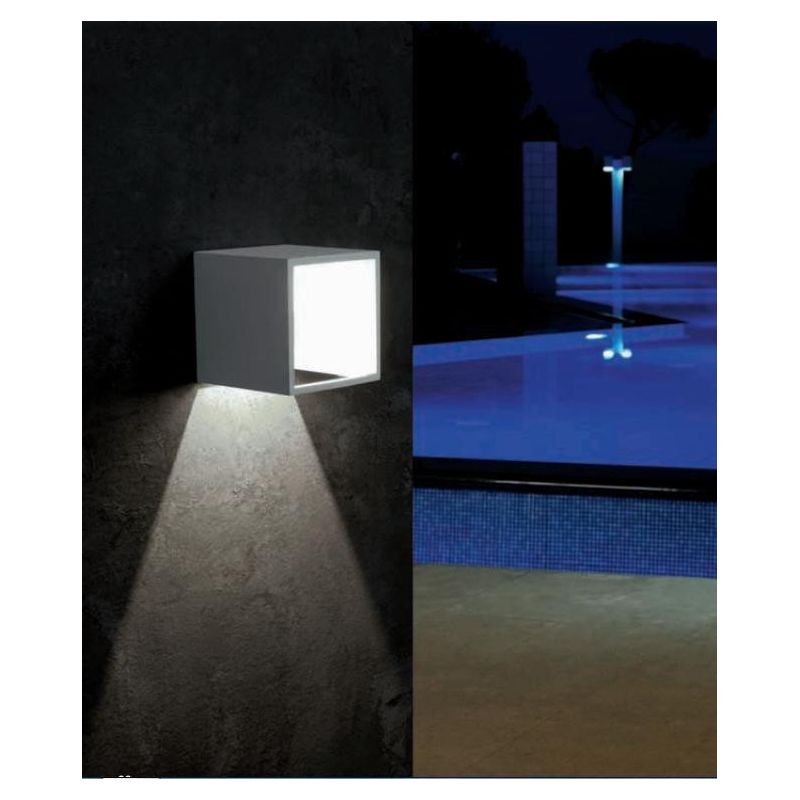 NIKO APPLIQUE DA ESTERNO A CUBO IP54 BIANCA LED 9W LUCE 3000K O 4000K MODERNA DI SOVIL Sovil - Cristalensi Shop Online