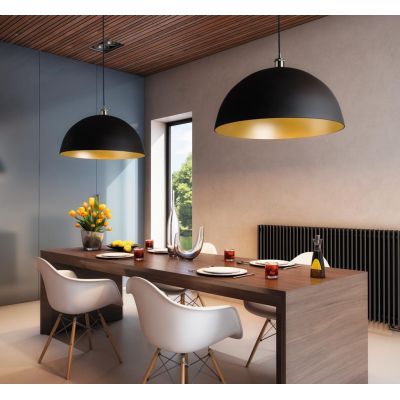 CUPOLA SOSPENSIONE CLASSICA IN METALLO BIANCO NERO O BRONZO CON INTERNO ORO D50 DI ILLUMINANDO Illuminando - Cristalensi Shop On