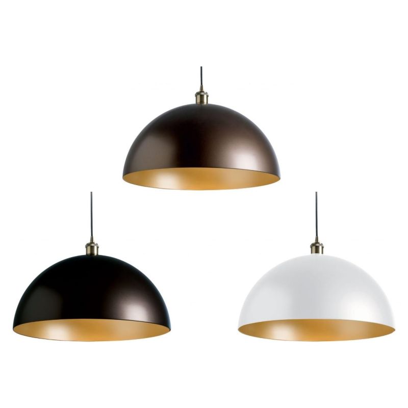 CUPOLA SOSPENSIONE CLASSICA IN METALLO BIANCO NERO O BRONZO CON INTERNO ORO D50 DI ILLUMINANDO Illuminando - Cristalensi Shop On