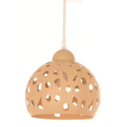 GEO SOSPENSIONE SINGOLA D16 CM TRAFORATA IN METALLO BIANCO O SABBIA LAMPADINA ATTACCO E14 MODERNA
