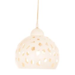 GEO SOSPENSIONE SINGOLA D16 CM TRAFORATA IN METALLO BIANCO O SABBIA LAMPADINA ATTACCO E14 MODERNA 2