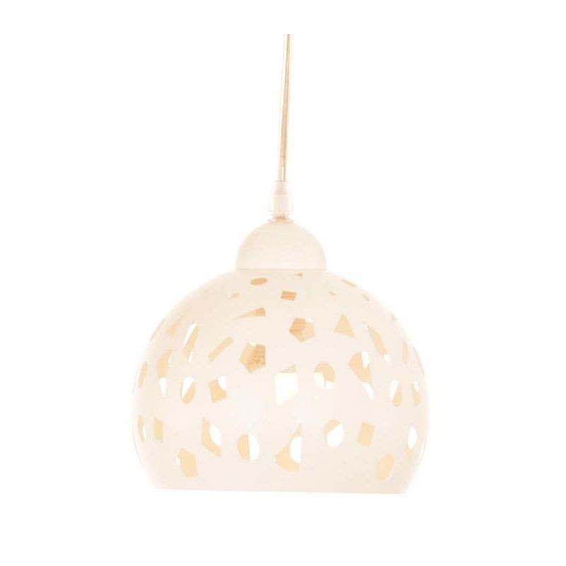 GEO SOSPENSIONE SINGOLA D16 CM TRAFORATA IN METALLO BIANCO O SABBIA LAMPADINA ATTACCO E14 MODERNA