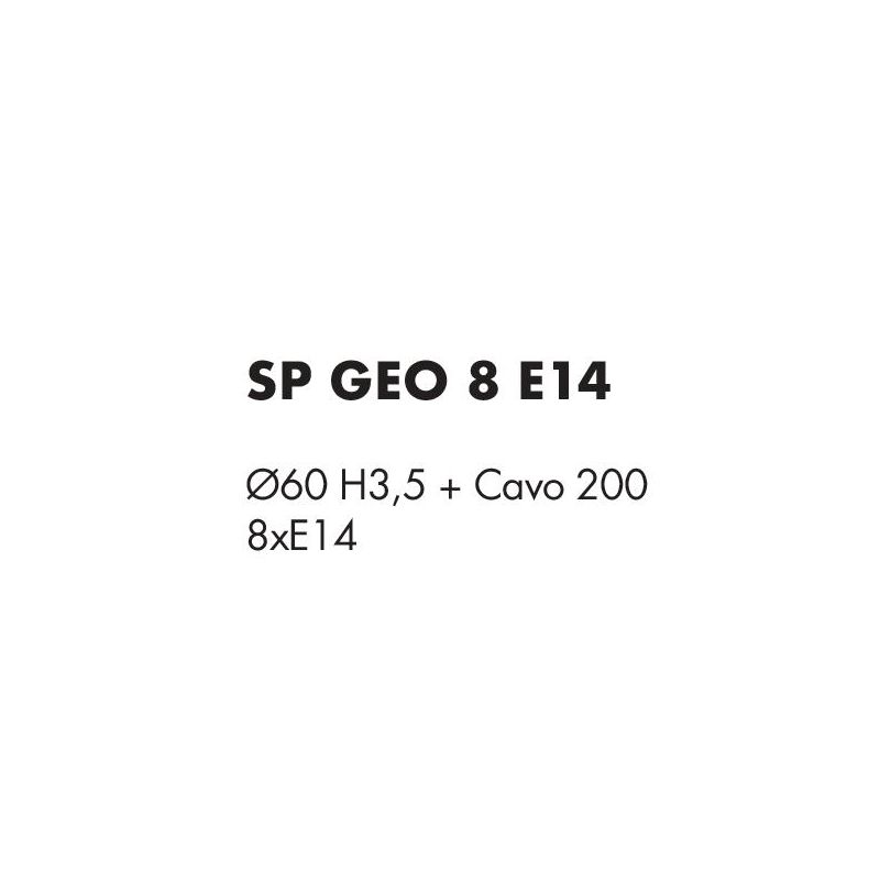 GEO SOSPENSIONE 8 LUCI D60 CM CON DIFFUSORI TRAFORATI IN METALLO BIANCO E SABBIA LAMPADINE ATTACCO E14 MODERNA