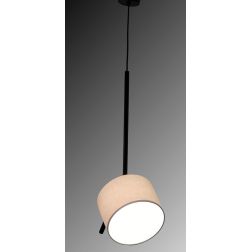 PUB SOSPENSIONE MODERNA IN METALLO NERO DIFFUSORE IN LINO INCLINATO LAMPADINA ATTACCO E27 2