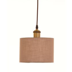 CILINDRO SOSPENSIONE SINGOLA D20 CM IN TESSUTO DI LINO 3 FINITURE COLORE LAMPADINA ATTACCO E27