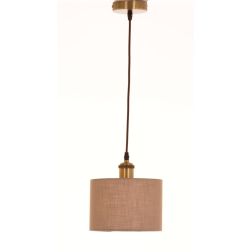 CILINDRO SOSPENSIONE SINGOLA D20 CM IN TESSUTO DI LINO 3 FINITURE COLORE LAMPADINA ATTACCO E27 2