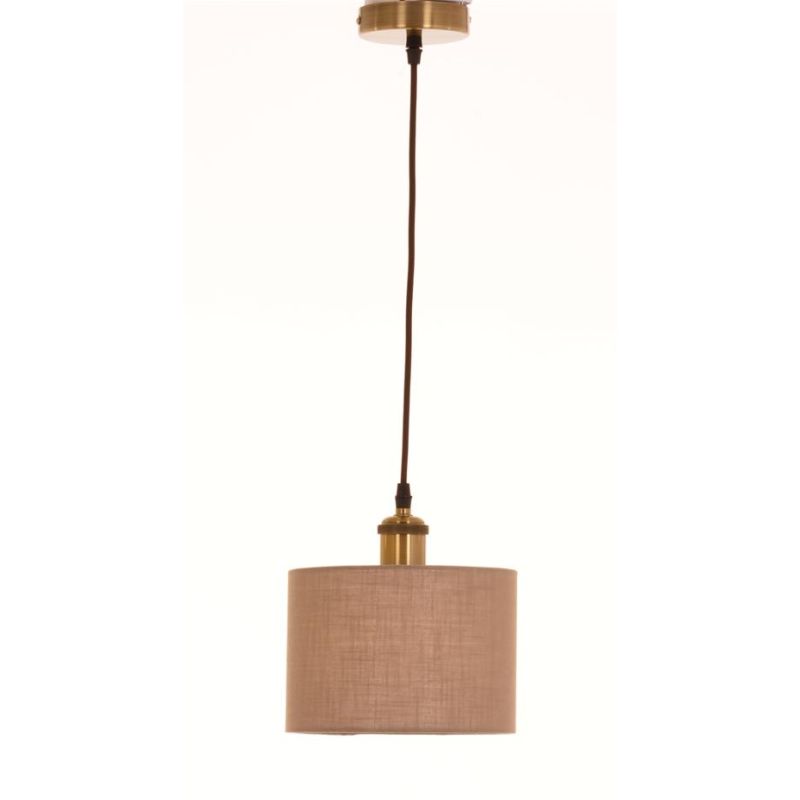 CILINDRO SOSPENSIONE SINGOLA D20 CM IN TESSUTO DI LINO 3 FINITURE COLORE LAMPADINA ATTACCO E27