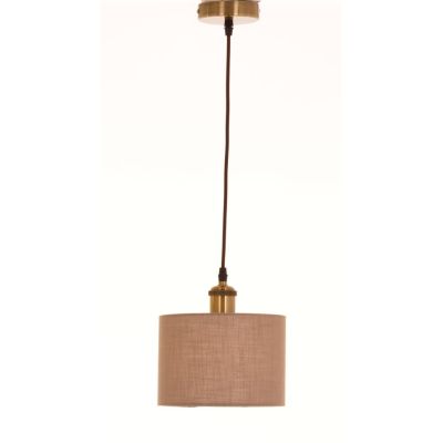 CILINDRO SOSPENSIONE SINGOLA D20 CM IN TESSUTO DI LINO 3 FINITURE COLORE LAMPADINA ATTACCO E27