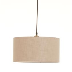 CILINDRO SOSPENSIONE SINGOLA D35 CM IN TESSUTO DI LINO 3 FINITURE COLORE LAMPADINA ATTACCO E27