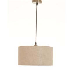 CILINDRO SOSPENSIONE SINGOLA D35 CM IN TESSUTO DI LINO 3 FINITURE COLORE LAMPADINA ATTACCO E27 2