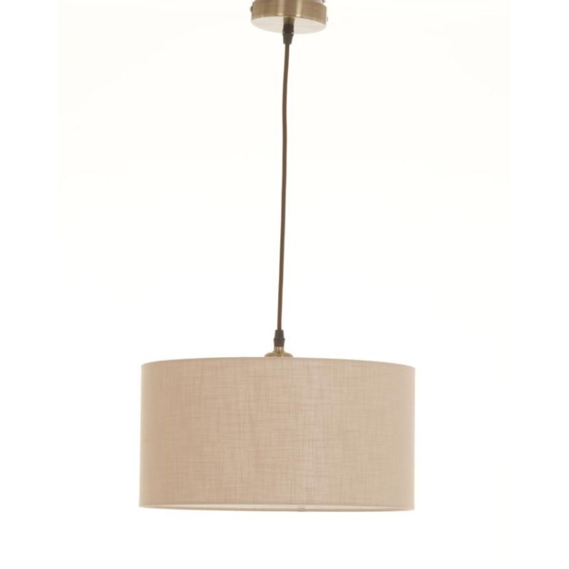 CILINDRO SOSPENSIONE SINGOLA D35 CM IN TESSUTO DI LINO 3 FINITURE COLORE LAMPADINA ATTACCO E27