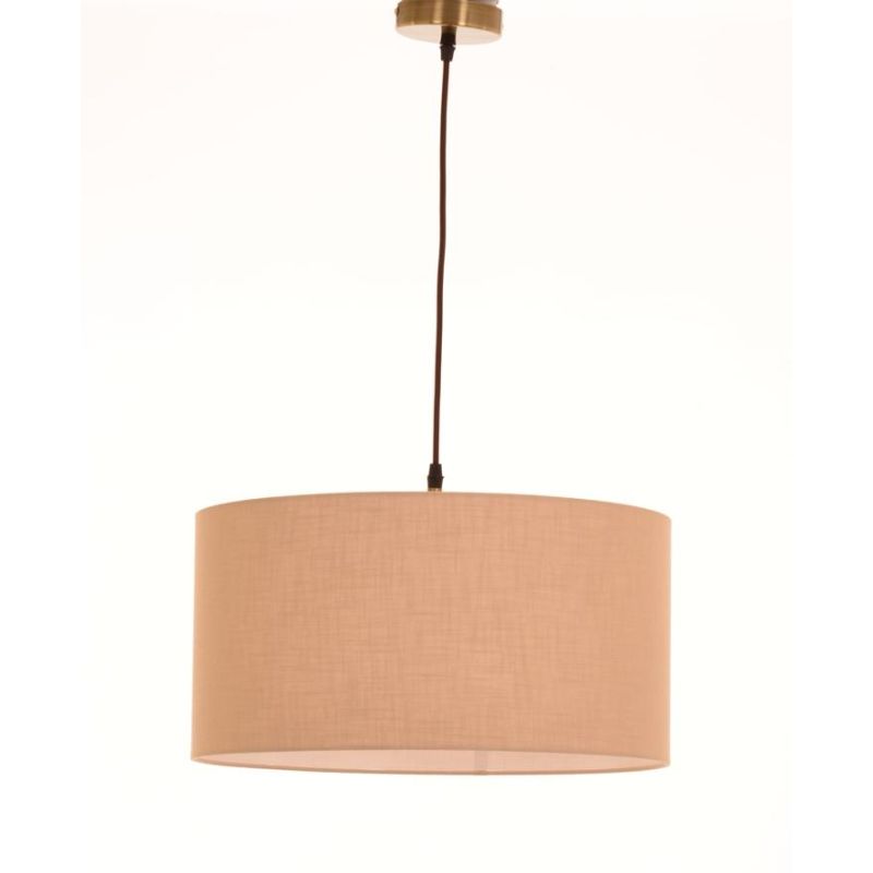 CILINDRO SOSPENSIONE SINGOLA D43 CM IN TESSUTO DI LINO 3 FINITURE COLORE LAMPADINA ATTACCO E27