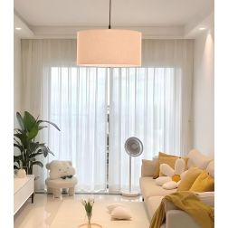 CILINDRO SOSPENSIONE SINGOLA D43 CM IN TESSUTO DI LINO 3 FINITURE COLORE LAMPADINA ATTACCO E27