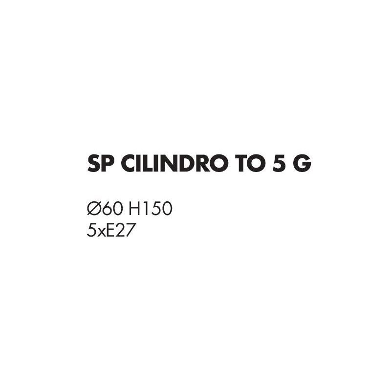 CILINDRO SOSPENSIONE 5 LUCI IN METALLO D60 CM CON PARALUMI IN TESSUTO DI LINO 3 COLORI LAMPADINE ATTACCO E27