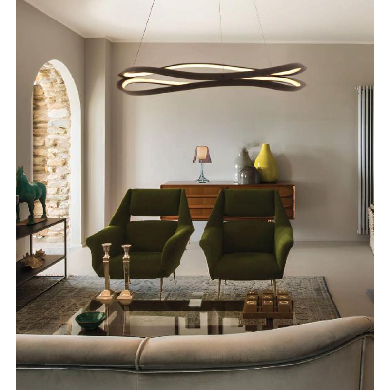 LOVERS SOSPENSIONE SINUOSA  A LED IN 2 MISURE LUCE CCT 2700K,3000K,4000K ALLUMINIO 3 COLORI ORIGINALE E MODERNA