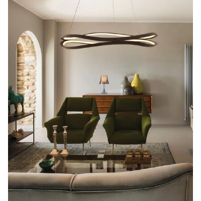 LOVERS SOSPENSIONE SINUOSA  A LED IN 2 MISURE LUCE CCT 2700K,3000K,4000K ALLUMINIO 3 COLORI ORIGINALE E MODERNA