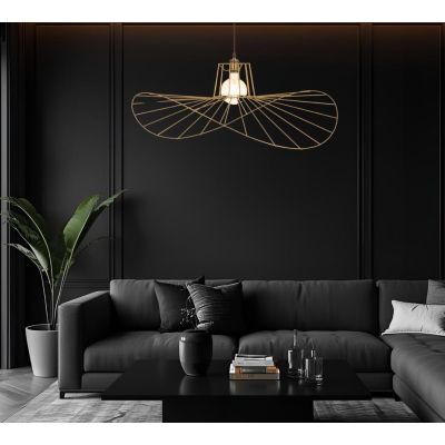 SOMBRERO SOSPENSIONE SINGOLA IN METALLO NERO,ORO O BIANCO ORIGINALE LAMPADINA ATTACCO E27