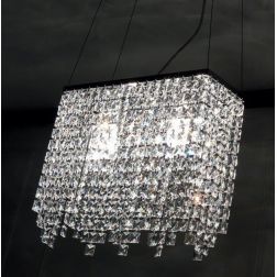 MESSICO LAMPADARIO SOSPENSIONE RETTANGOLARE CROMATA CON PENDAGLI IN CRISTALLO Illuminando - Cristalensi Shop Online