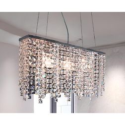 MESSICO LAMPADARIO RETTANGOLARE 63X15 CM CON PENDAGLIERIA IN CRISTALLO E MONTATURA CROMO Illuminando - Cristalensi Shop Online
