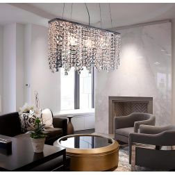 MESSICO LAMPADARIO RETTANGOLARE 63X15 CM CON PENDAGLIERIA IN CRISTALLO E MONTATURA CROMO Illuminando - Cristalensi Shop Online 2