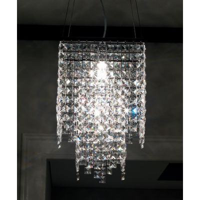 MAYA SOSPENSIONE QUADRATA CON CRISTALLI 3 LUCI Illuminando - Cristalensi Shop Online