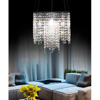 MAYA SOSPENSIONE QUADRATA CON CRISTALLI 5 LUCI Illuminando - Cristalensi Shop Online