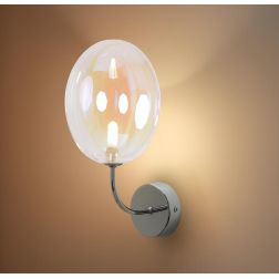 UVA APPLIQUE CON SFERA IN VETRO IRIDESCENTE E BASE IN 4 COLORI LAMPADINA ATTACCO G9 MODERNA