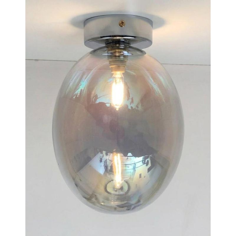 UVA PLAFONIERA CON SFERA IN VETRO IRIDESCENTE E BASE IN 4 COLORI LAMPADINA ATTACCO G9 MODERNA