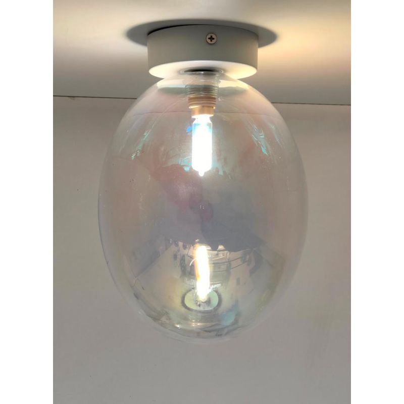 UVA PLAFONIERA CON SFERA IN VETRO IRIDESCENTE E BASE IN 4 COLORI LAMPADINA ATTACCO G9 MODERNA