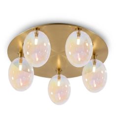 UVA PLAFONIERA 5 LUCI CON SFERE IN VETRO IRIDESCENTE E BASE IN 4 COLORI LAMPADINE ATTACCO G9 MODERNA 2