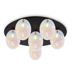 UVA PLAFONIERA 6 LUCI D60 CM CON SFERE IN VETRO IRIDESCENTE E BASE IN 4 COLORI LAMPADINE ATTACCO G9 MODERNA