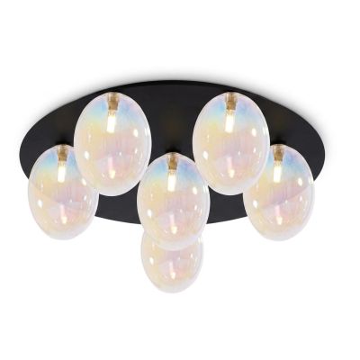 UVA PLAFONIERA 6 LUCI D60 CM CON SFERE IN VETRO IRIDESCENTE E BASE IN 4 COLORI LAMPADINE ATTACCO G9 MODERNA