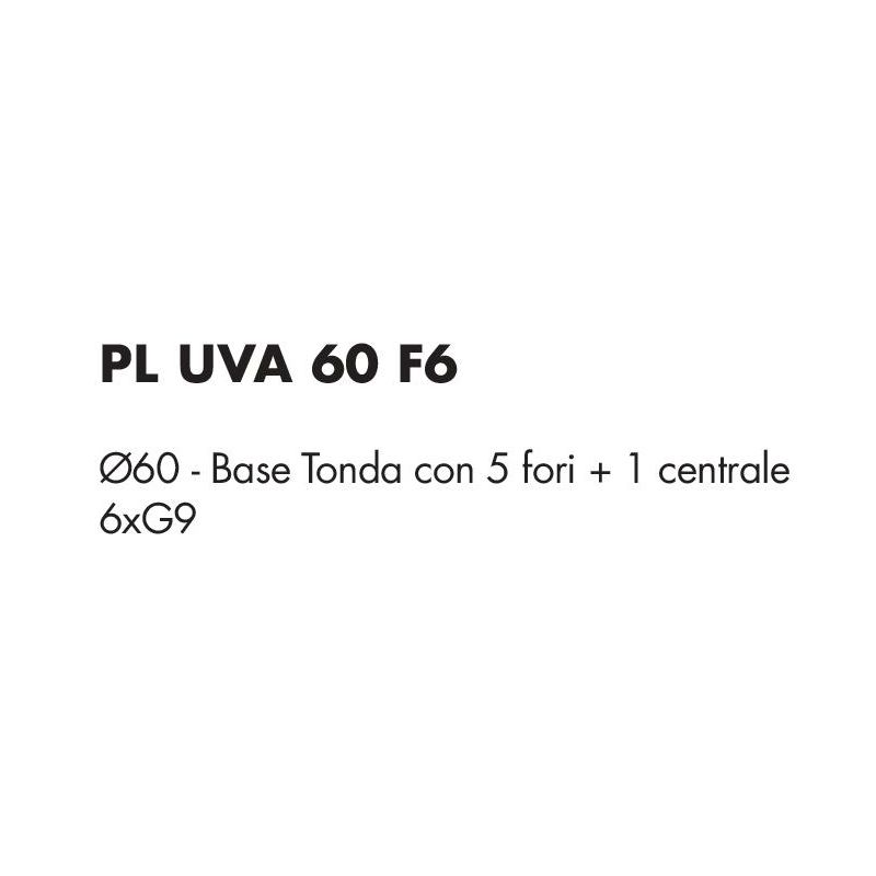 UVA PLAFONIERA 6 LUCI D60 CM CON SFERE IN VETRO IRIDESCENTE E BASE IN 4 COLORI LAMPADINE ATTACCO G9 MODERNA